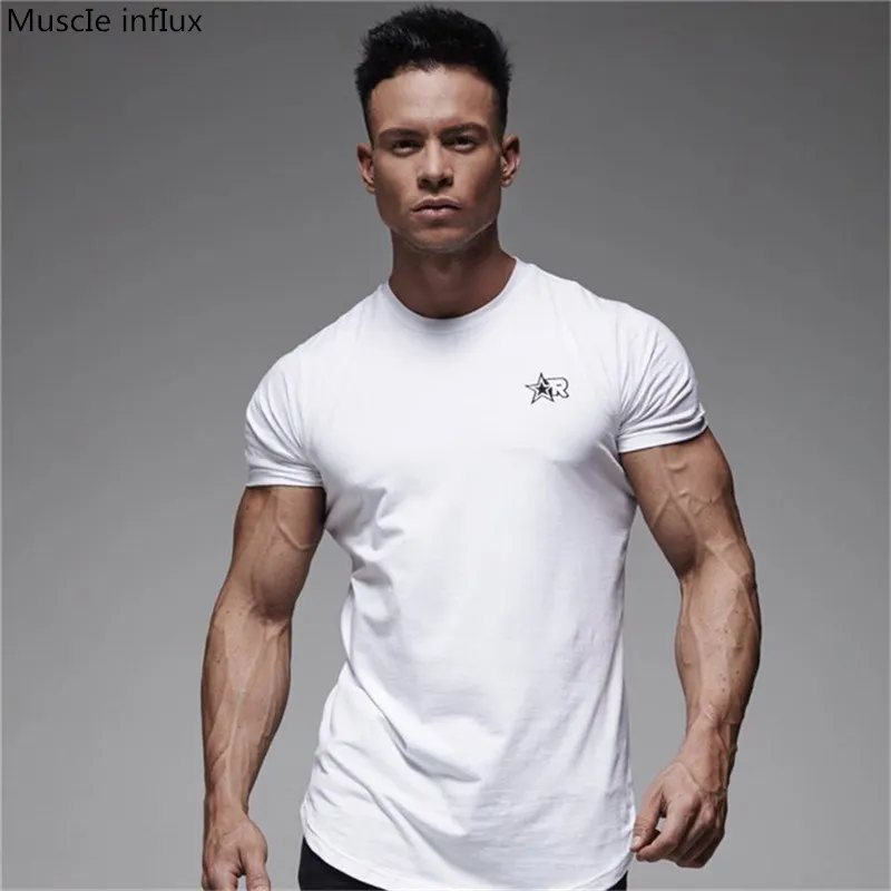 

2018 Newest Men Fashion cotton T-shirt summer Short Sleeve male Print shirt Male Gyms Fitness Bodybuilding Tee Tops Brand clothi