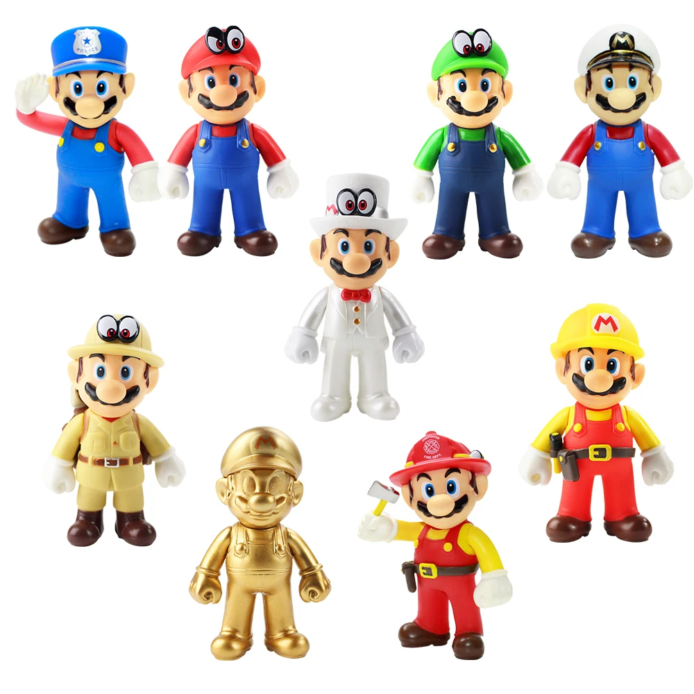 10 шт./партия, 13 см, Super Mario Bros Odyssey Cappy Mario Луиджи Йоши, Bowser, Wario toadettte Toad Waluigi, ПВХ, модель игрушки, 28 стилей