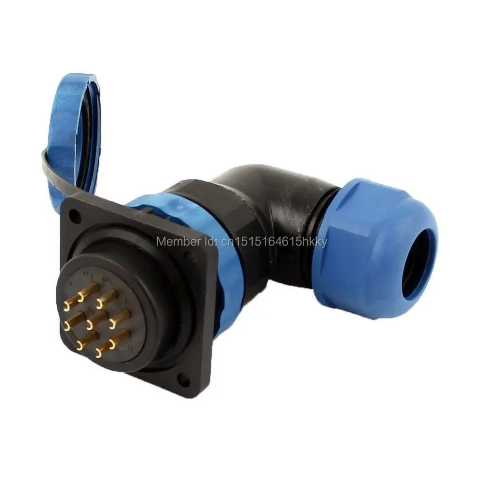 

SD28 28mm 9 Pin 9P Square Flange Waterproof Aviation Connector Right Angle IP68
