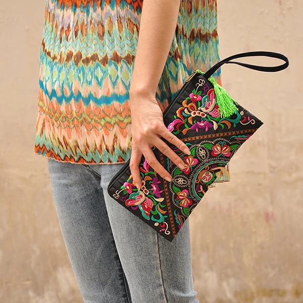 

Women Wallet Embroider Purse Clutch Mobile Phone Bag Coin Bag