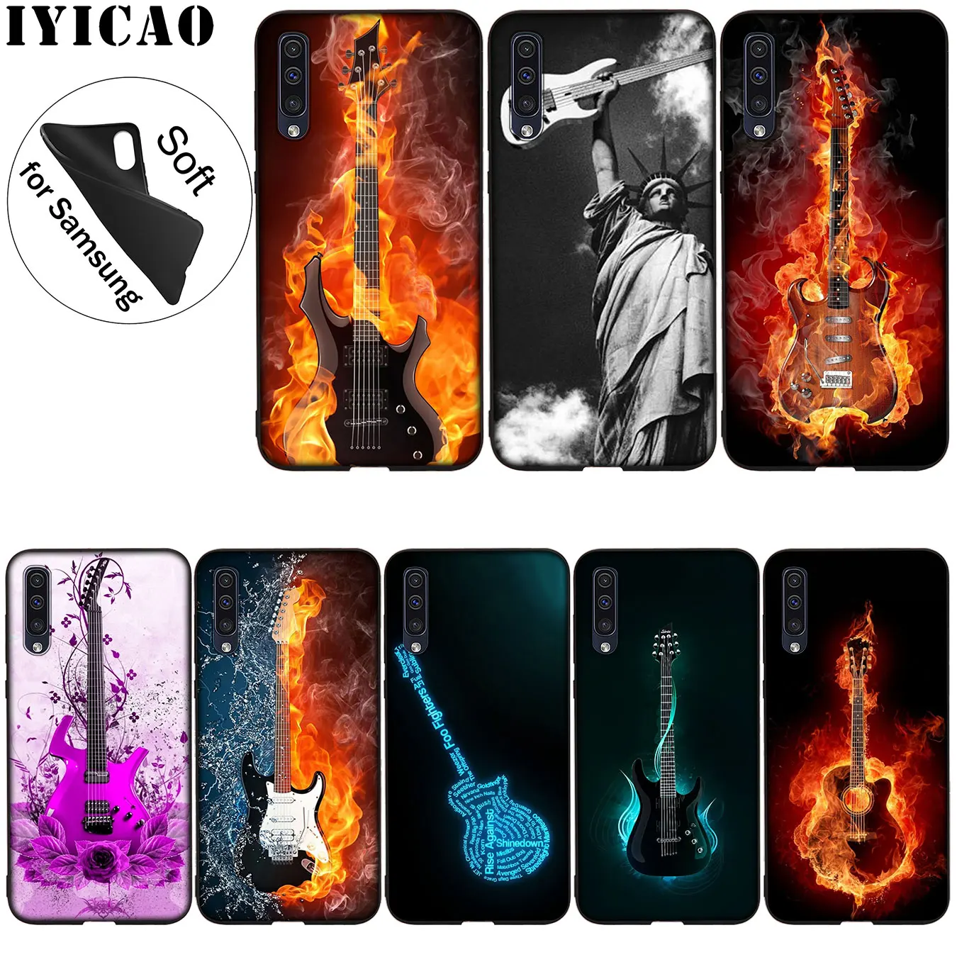 IYICAO Music guitar DJ luxury Soft Silicone Case for Samsung Galaxy A70 A60 A50 A40 A30 A20 A10 A50S A40S A30S A20E A10S Cover |
