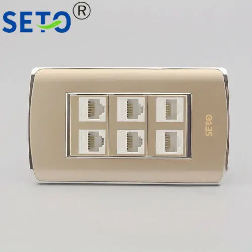 120 тип шесть портов RJ45 Cat5e сетевой разъем LAN настенная пластина Keystone Лицевая панель