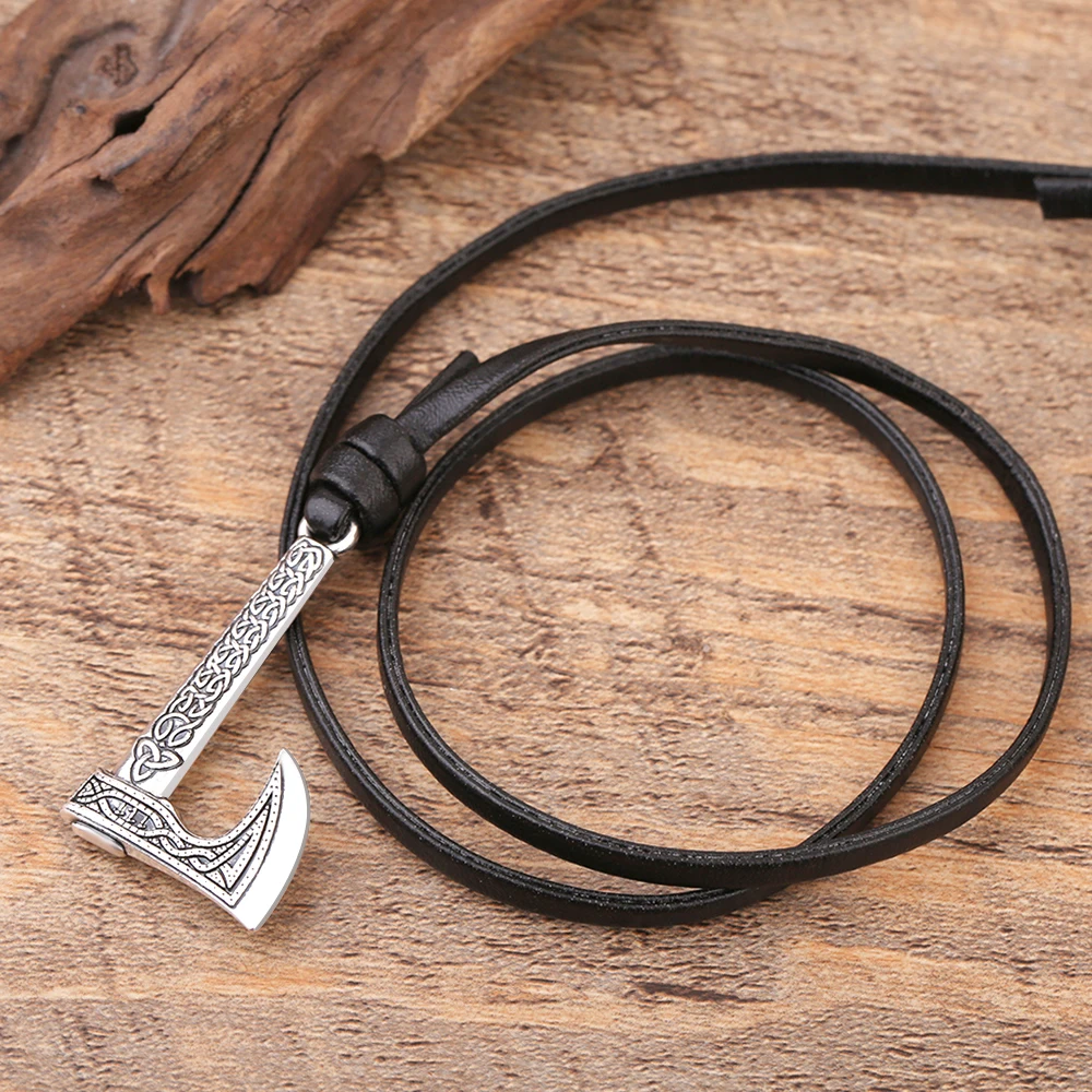 Teamer Mens Bracelet Axe Wrap Viking Bracelet for Men Leather Accessories Silver Color Hatchet Handmade Pirate For Male bracelet jewelry
