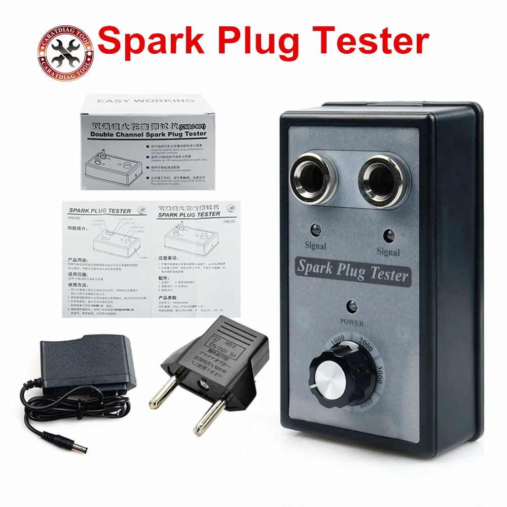 

Car Spark Plug Tester Adjustable Double Hole European standard plug Detector Ignition Plug Analyzer for Gasoline Cars