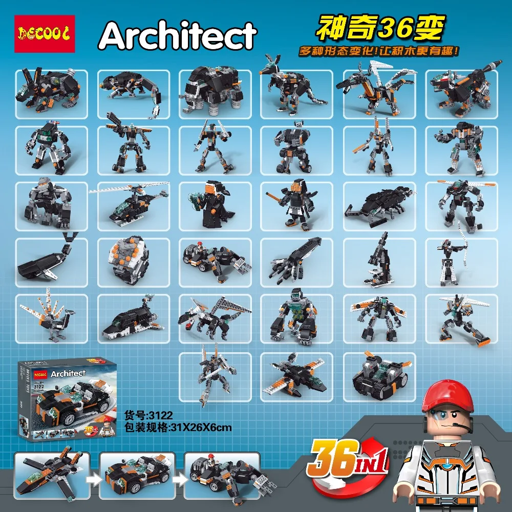 36 режимов DECOOL 3122 256 шт MOC грузовик DIY строительные блоки детские игрушки для детей