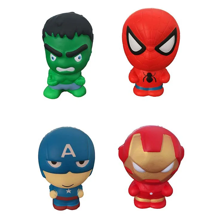 

kawaii cartoon Super Hero Squishy Slow Rising Iron Man Spiderman Squishies Toy Jumbo Squeeze anti Stress Relief Phone Strap Toys