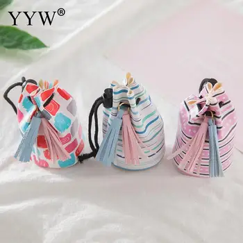 

Geometric Pattern Drawstring Organizer Wallets for Children Different Color Women's Purse PU Leather Women Clutch Bag for Girls