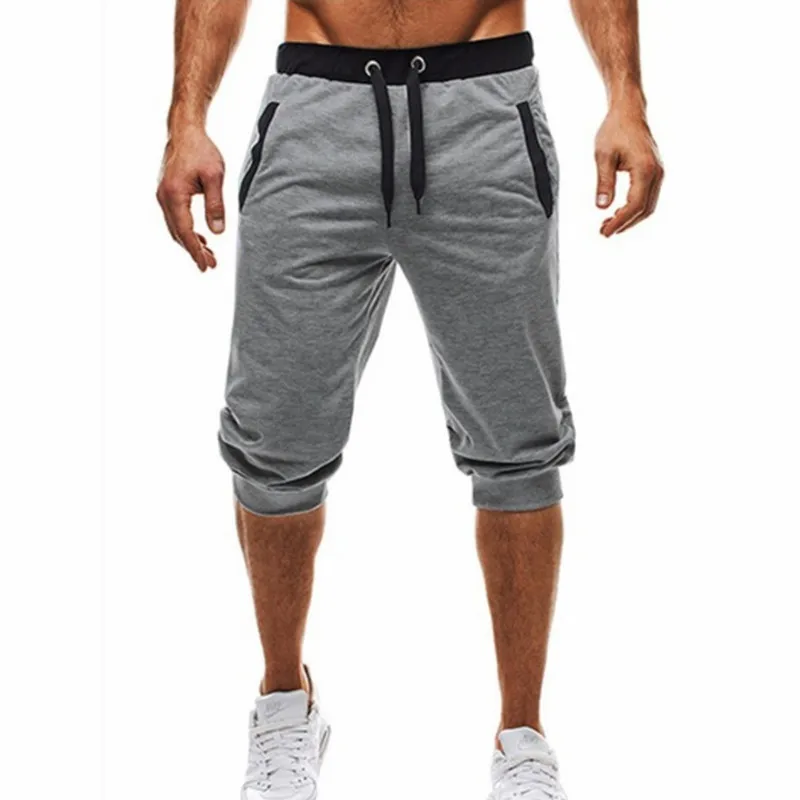 Summer men Leisure Men Knee Length Shorts Color Patchwork Joggers Short Sweatpants Trousers Men Bermuda Shorts roupa masculina mens casual shorts