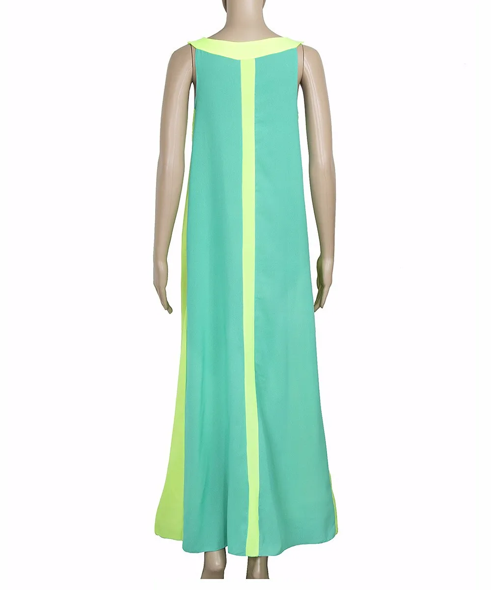 Sleeveless Strip Stitching Maxi Dress  
