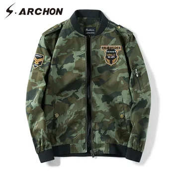 

S.ARCHON Casual Jacket Men Long Sleeve Autumn O-Collar Jacket Coat Spring Military Army Tactical Style Street Jacket Coat Men