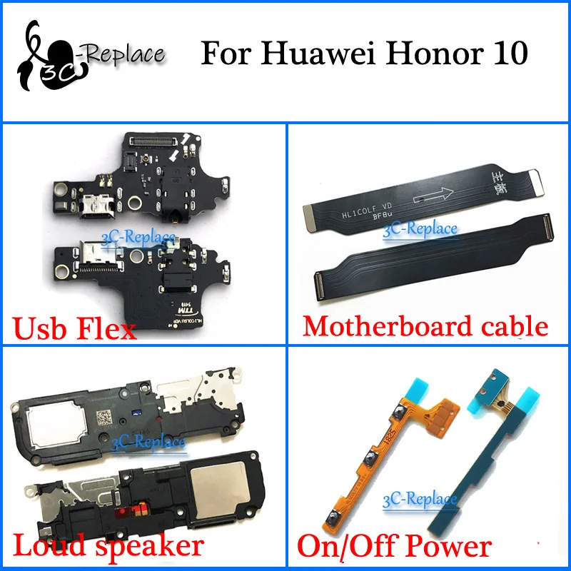 

For Huawei Honor 10 honor10 Global Usb Flex Motherboard cable Loud speaker On Off Power Flex Cable