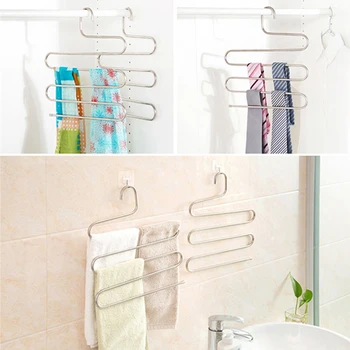 

HOT Stainless Steel Racks S Shape Trousers Hanger Laundry Storage Organization Household Accessories Supplies Products Lots