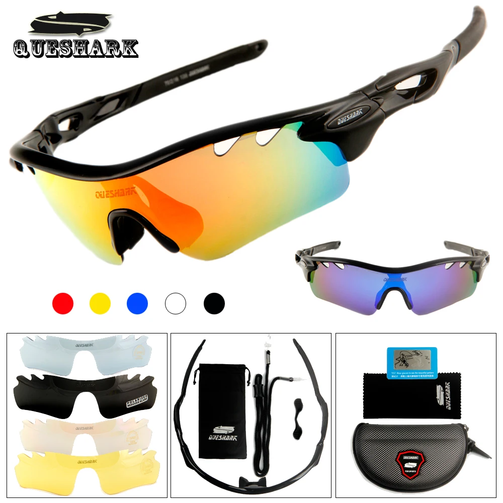 QUESHARK Polarized Cycling Glasses Sports Bicycle Sunglasses TR90 Uv400