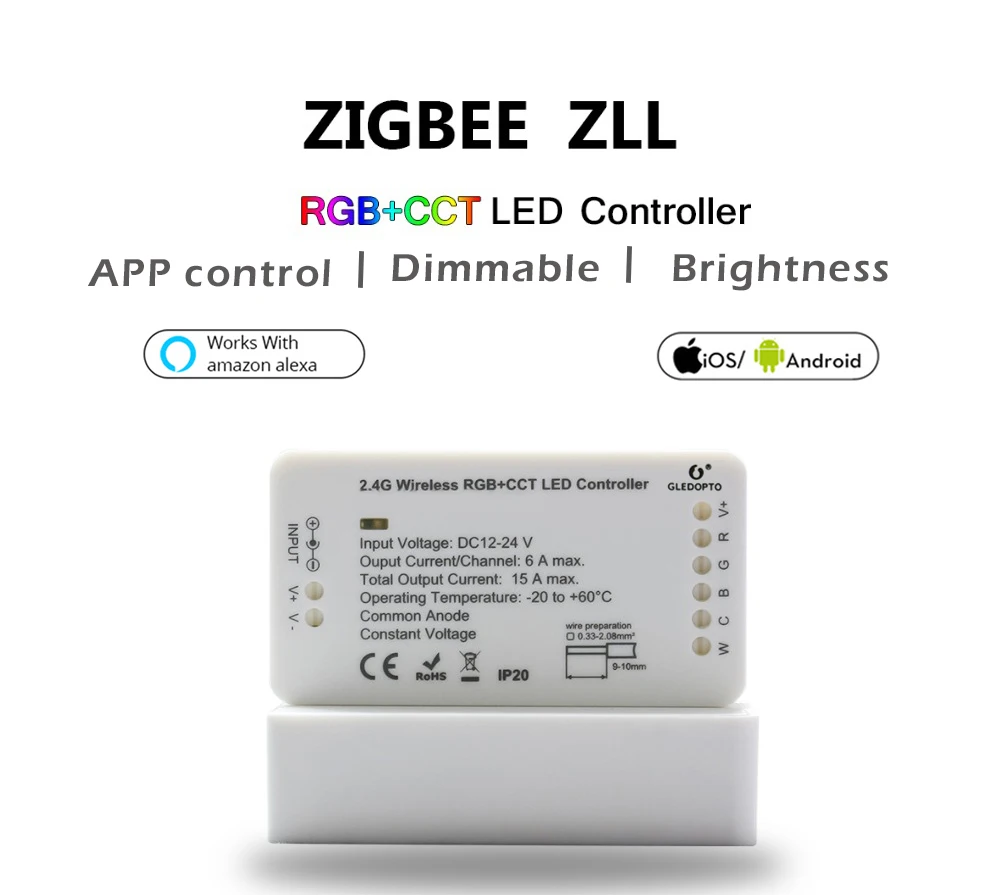 G светодиодный OPTO ZIGBEE zll link освещение rgbww/CW Светодиодный контроллер полосы smart app Совместимость с Amazon Echo Plus и ZIGBEE 3,0