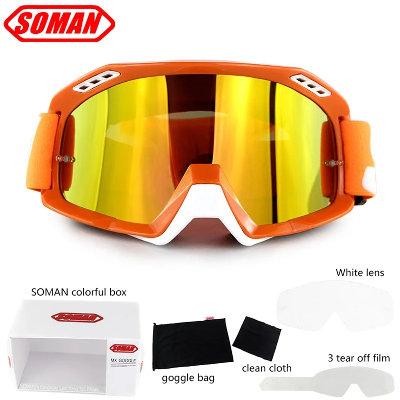 Очки для мотогонок очки мотокросса Dirt Bike шлем Gafas со съемными пленками и белыми