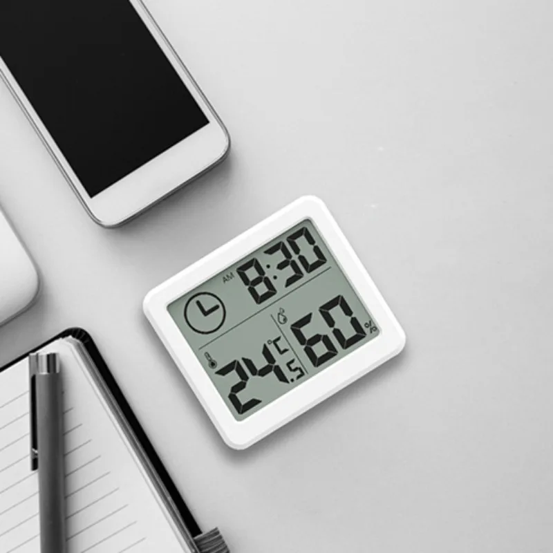

Home Cute Digital Thermometer Hygrometer Alarm Clock Indoor Thermo-hygrometer with Temperature Gauge Standing Magnet Attaching