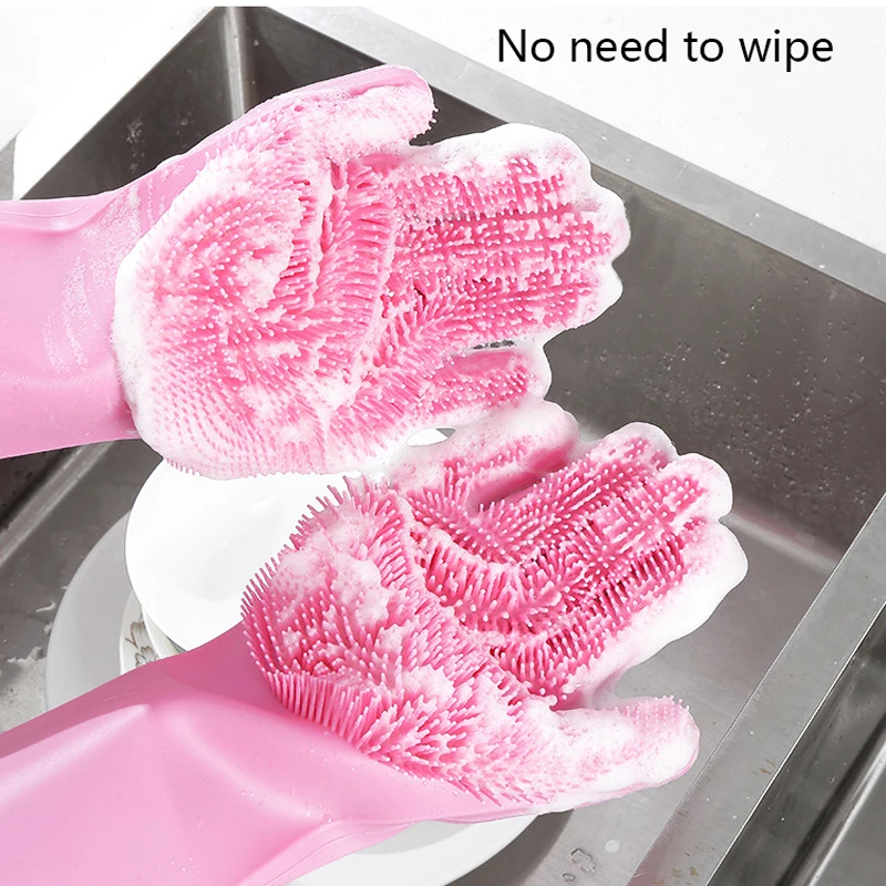 

Silicone dishwashing gloves multi-function household use dishwashing brush bowl gloves easy foaming insulation waterproof