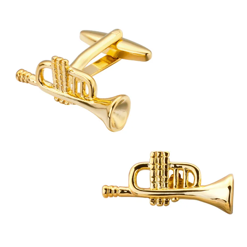 

The music equipment high quality copper gold trumpet Cufflinks shirt cuff Cufflinks men's jewelry wholesale and retail