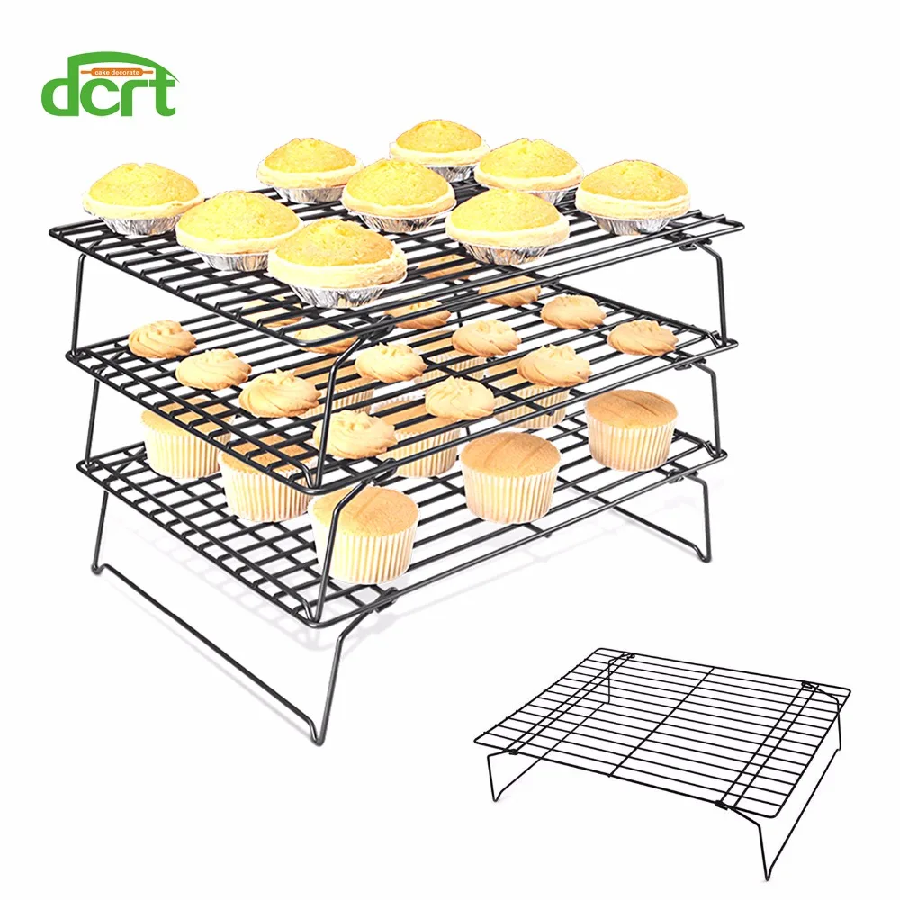 

3 Layers Stackable Cake Cooling Rack Metal Cake Biscuits Bread Cookie Cooling Rack Net Mat Baking Tray Kitchen Accessories