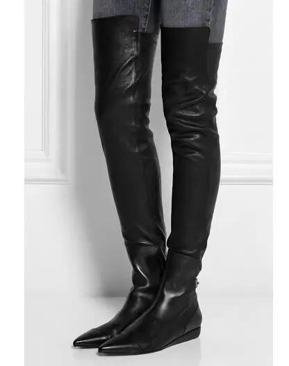 flat pointed toe over the knee boots