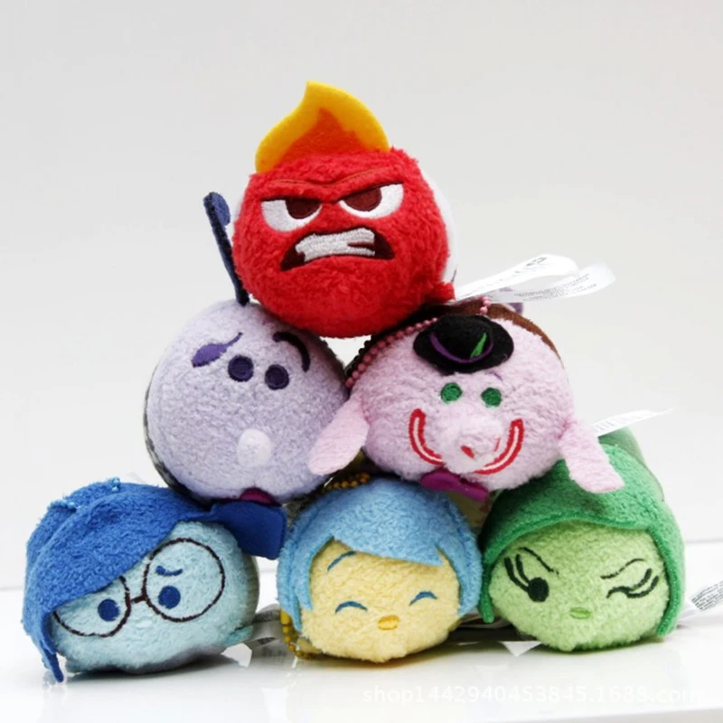 

6 styles mini cartoon keychain pendant sadness disgust charem anger joy screen cleaner dolls plush stuffed doll toys
