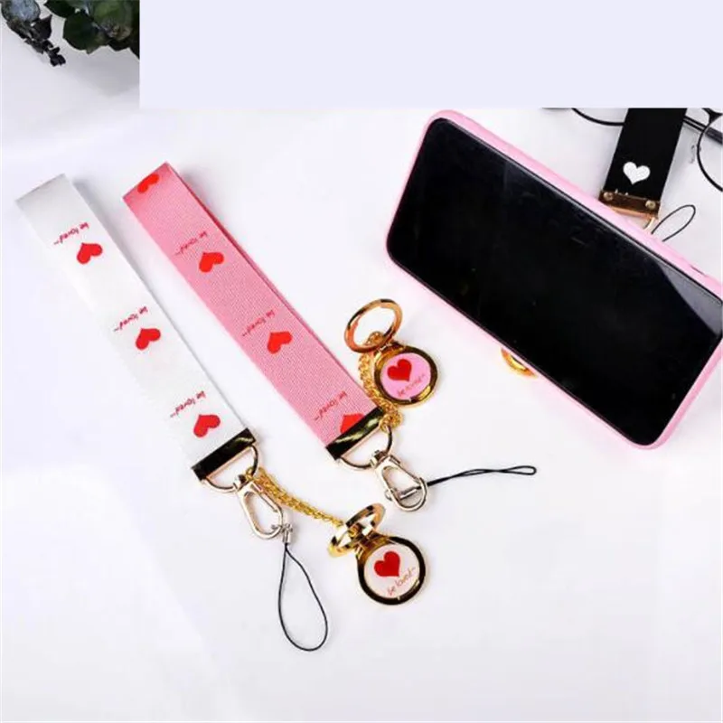 UVR صغيرة زهور طازجة القلب الرقبة حزام اسهم مع حامل أحزمة هاتف المحمول USB شارة حامل DIY شنق حبل الوهق الحبل