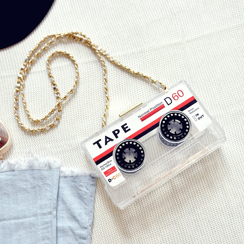 

New Fun design personalized fashion tape transparent acrylic modeling mini messenger bag ladies handbag shoulder bag purse party