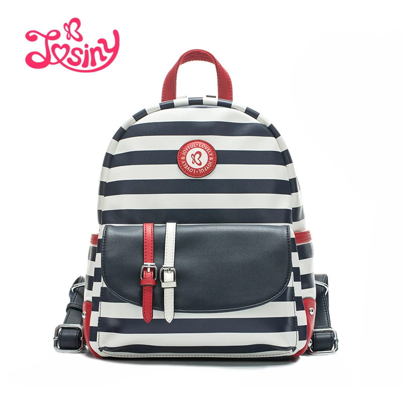 

JOSINY 2016 Colleage Backpacks School Bags For Girl Fashion Stripes Ladies Bag Famous Design Pu Material Bags Women Backpack