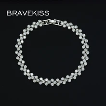 BRAVEKISS Свадебные проложить cz камень цепи теннис браслеты для женщин украшение в форме листка moda jewel BUB0001