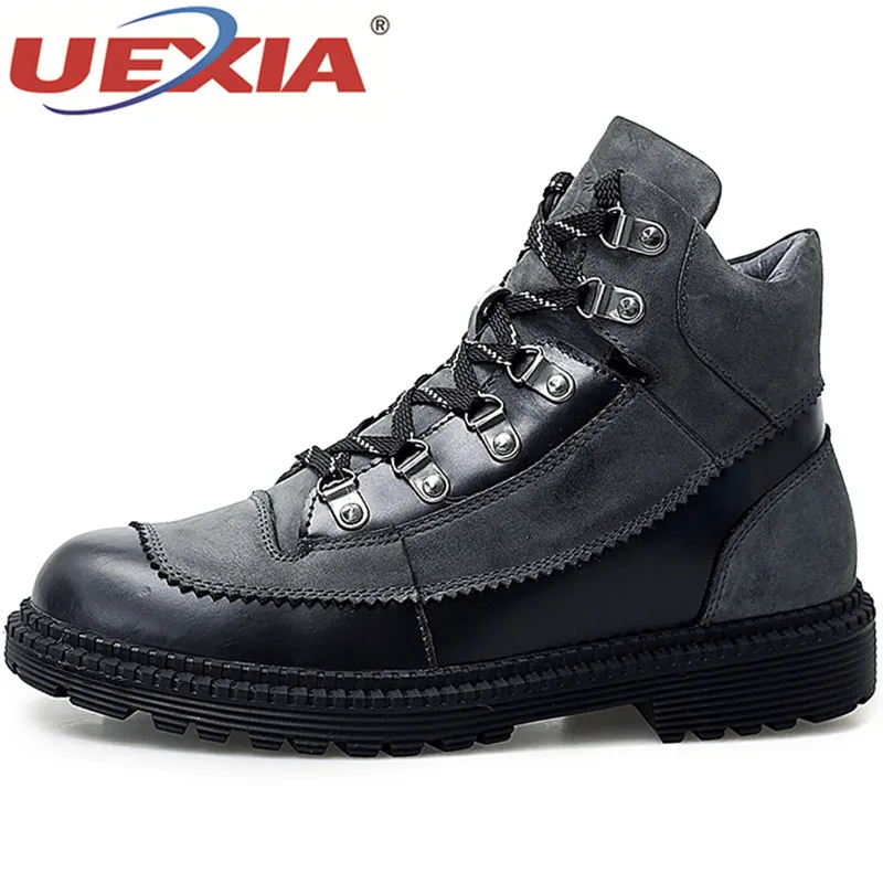 

UEXIA Autumn/Winter Men Boots Martin Boots Leather Ankle Boots Black Leather Casual Men Shoes Comfortable Non Slip Footwear