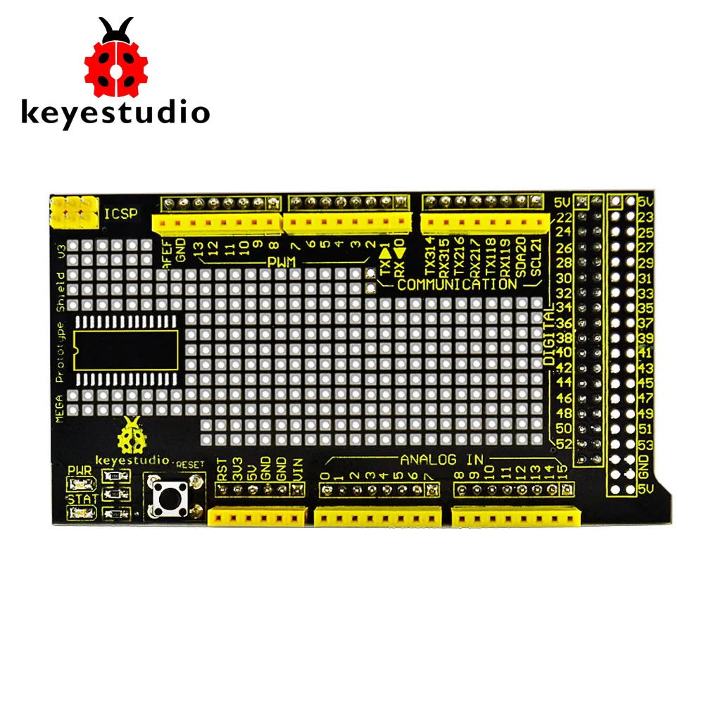 Free shipping !Keyestudio MEGA Protoshield/prototype expansion board V3 for Arduino+breadboard