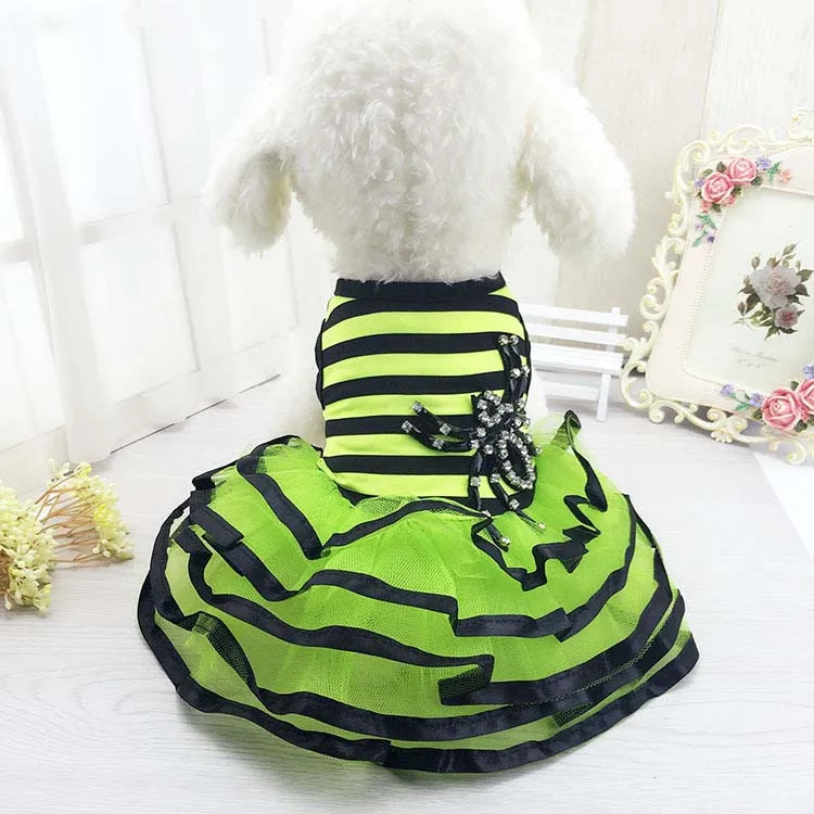 New Dog Clothes Pet Apparel Puppy Dog Dress Fashion Striped & Spider Dresses for Small Medium Dogs Wholesale3