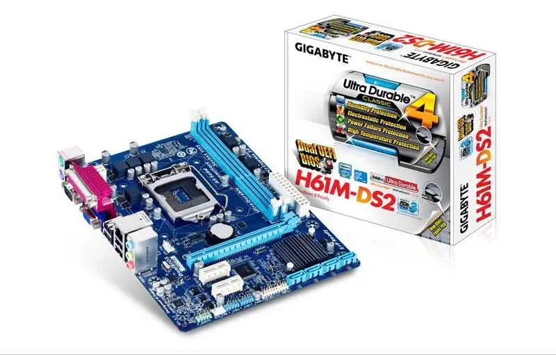 Новая, GIGABYTE GA-H61M-DS2 настольная материнская плата H61 Socket LGA 1155 i3 i5 i7 DDR3 16G uATX UEFI биос H61M-DS2