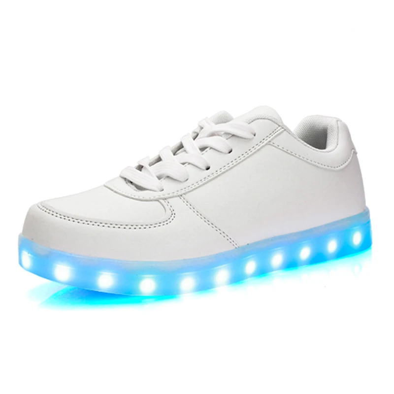 Светящиеся кроссовки с зарядкой от USB KRIATIV; светящаяся обувь для мальчиков и девочек; повседневная обувь с подсветкой для детей; тапочки с подсветкой; Светящиеся кроссовки - Цвет: White