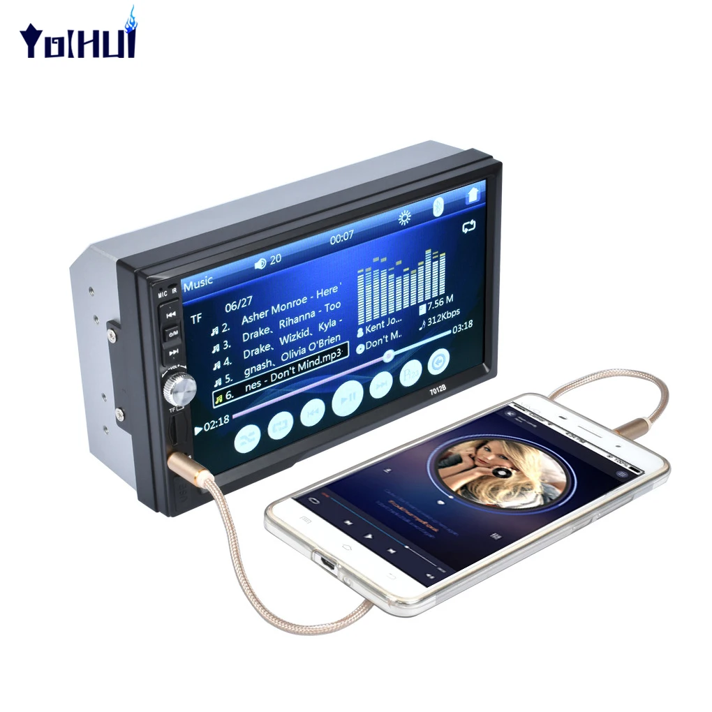 

7012B 7 Inch Touch Screen 2 Din Car Audio Stereo Bluetooth MP5 Player Support Rear View Camera AUX FM USB
