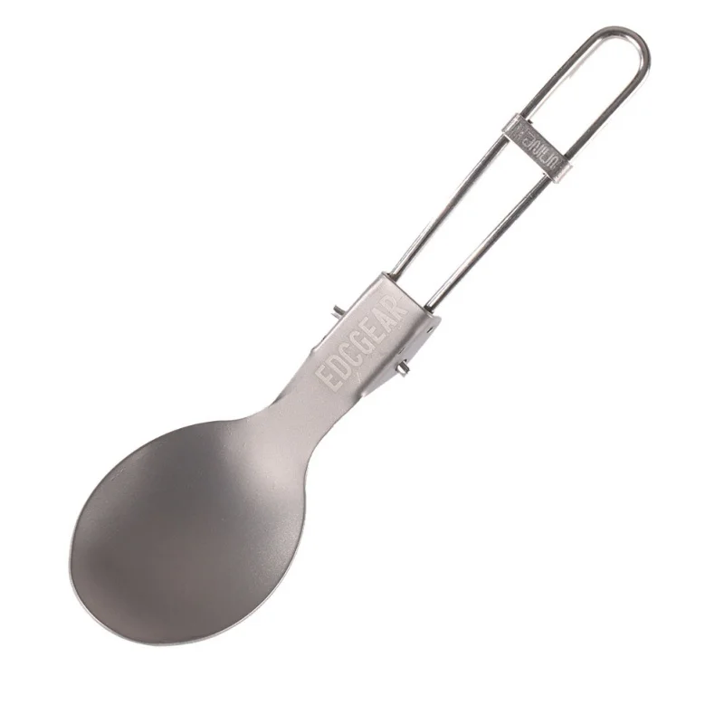 Útil 2 colores al aire libre EDC mini portátil plegable camping aleación de titanio cuchara de sopa backpacking utensil cuchillería