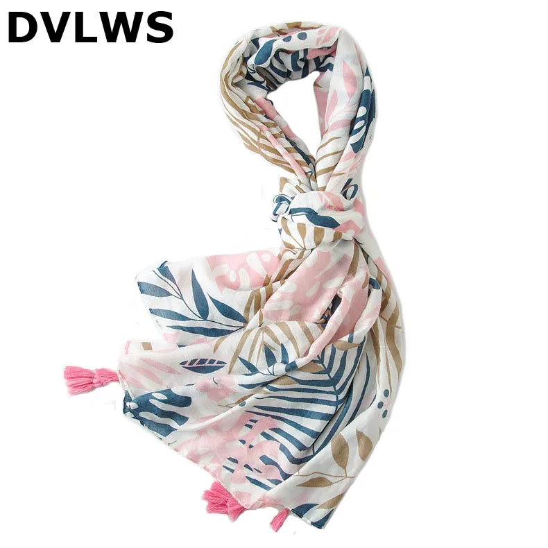 

2019 Fashion Summer New Tropic Banana leaf Printed Hijab Scarf Women Went Holiday High Qualtiy Women Scarf Four-corner Tassel