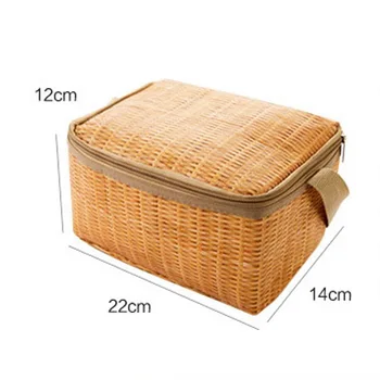 

Portable Imitation Rattan Lunch Bags Insulated Thermal Cooler Lunch Box Tote Storage Bag Container Food Picnic Bag
