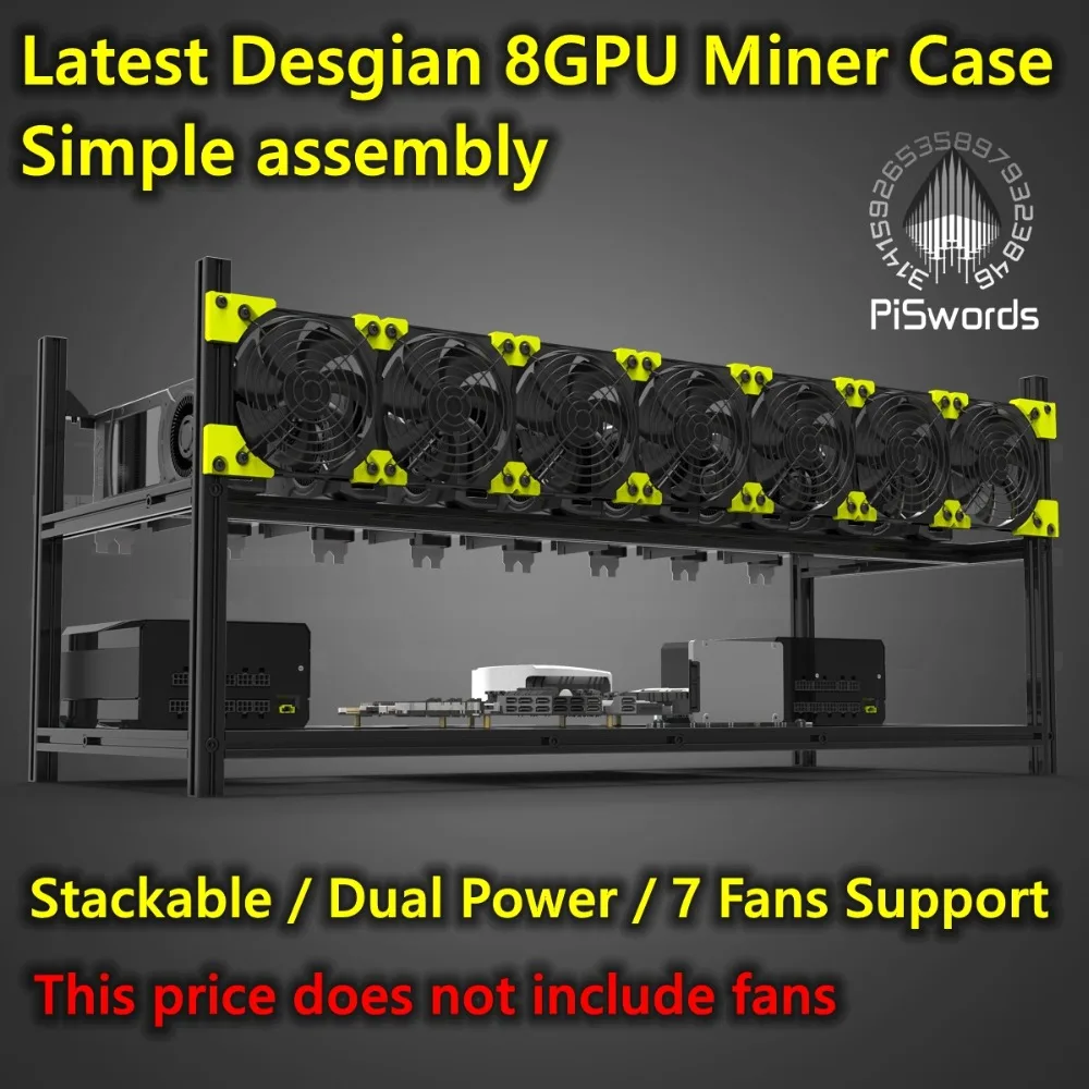 8 GPU VEDDHA алюминиевый Штабелируемый открытый Air bitcon Ethereum Miner rig rack чехол компьютер