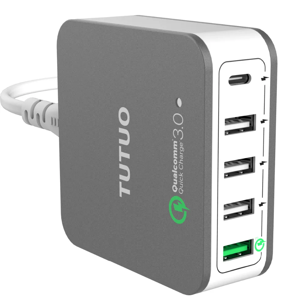 TUTUO Quick Charge 3,0 Тип-c 40 Вт 5-Порты и разъёмы быстрый USB Зарядное устройство штепсельная вилка американского стандарта быстрой зарядки мобильного телефона Зарядное устройство для Xiaomi Meizi iPhone samsung