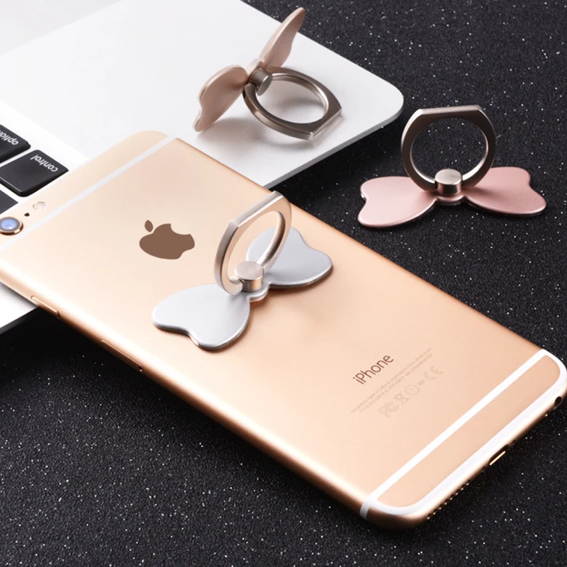 

Hot sale Butterfly 360 Degree Rotation Zinc Alloy Universal Cell Phone Ring Stand with Adhesive Finger Ring Holder