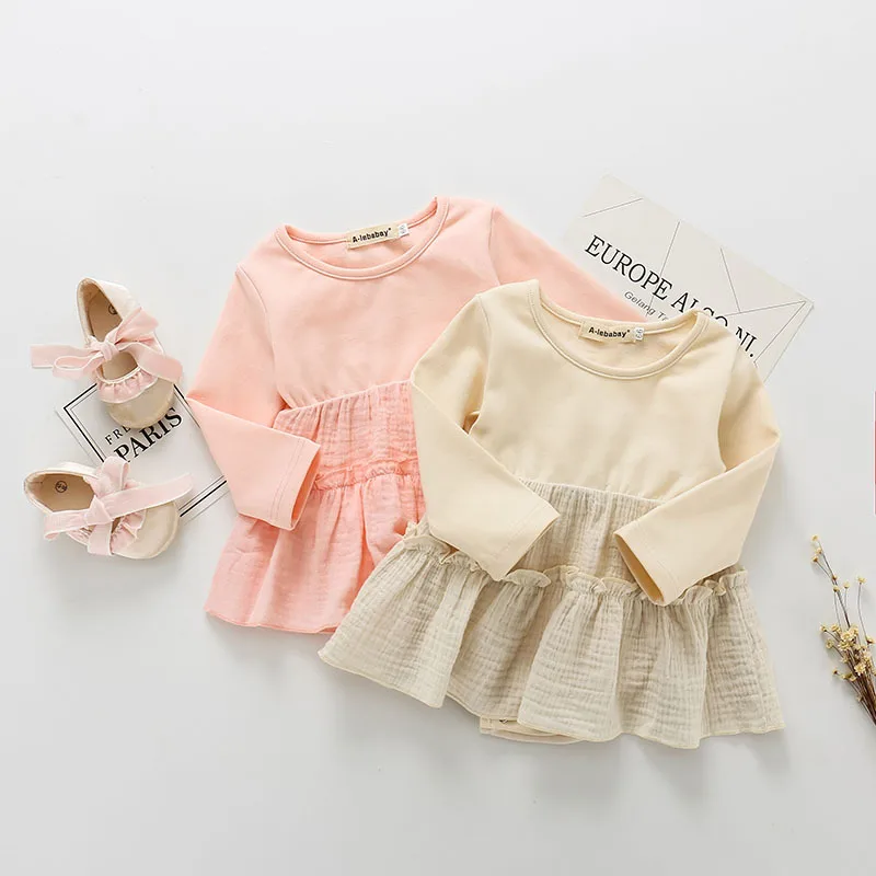 

2 Pieces Set Romper and Headband New Spring Autumn Girl Rompers Cotton Muslin Romper Long Sleeves Toddler Girl Clothes Outfit