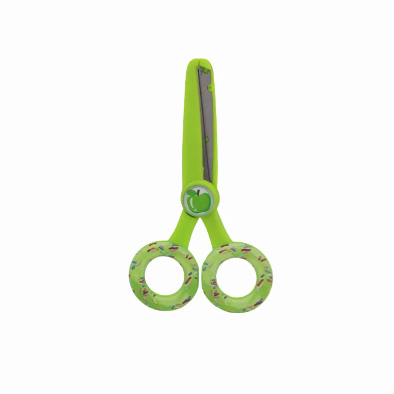 Детские безопасные ножницы ремесло режущий инструмент офисные школьные ножевые прочные Канцтовары ножницы - Цвет: Зеленый