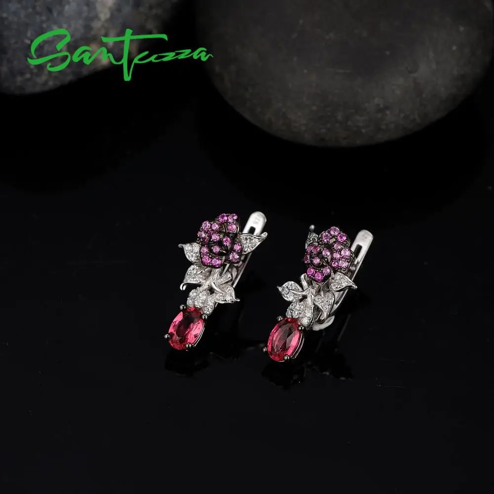 SANTUZZA серебряные серьги для женщин Настоящее серебро 100% 925 пробы нежный цветок