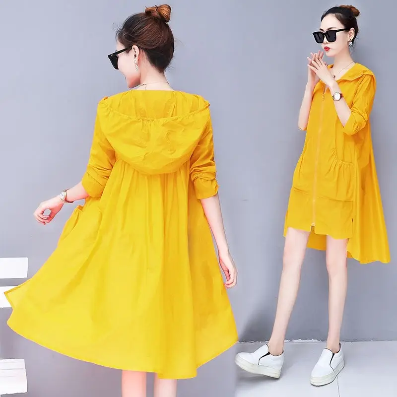 awesome  Summer Long Jacket Women Hooded Regular Long Sleeve Jacket Women Elegant Outerwear Casual Zipper Pl