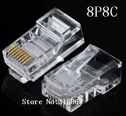

10PCS RJ45 RJ-45 Ethernet Cables Module Plug Network Connector for UTP Cat5 Cat5e Network Cable Crystal Heads 8P8C