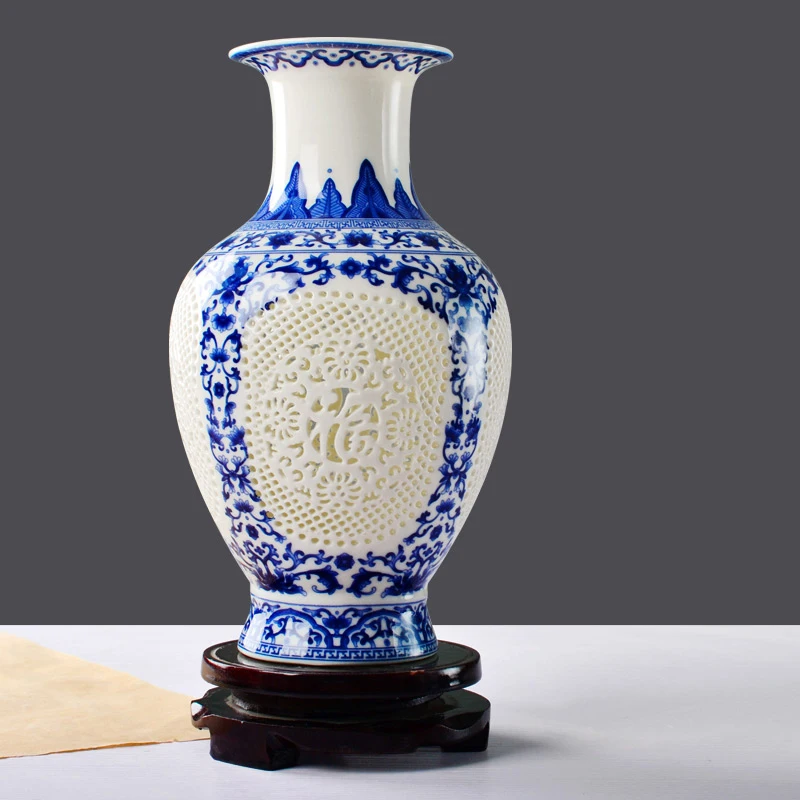 Фарфоровая ваза Jingdezhen декоративные украшения сине белая предметы интерьера