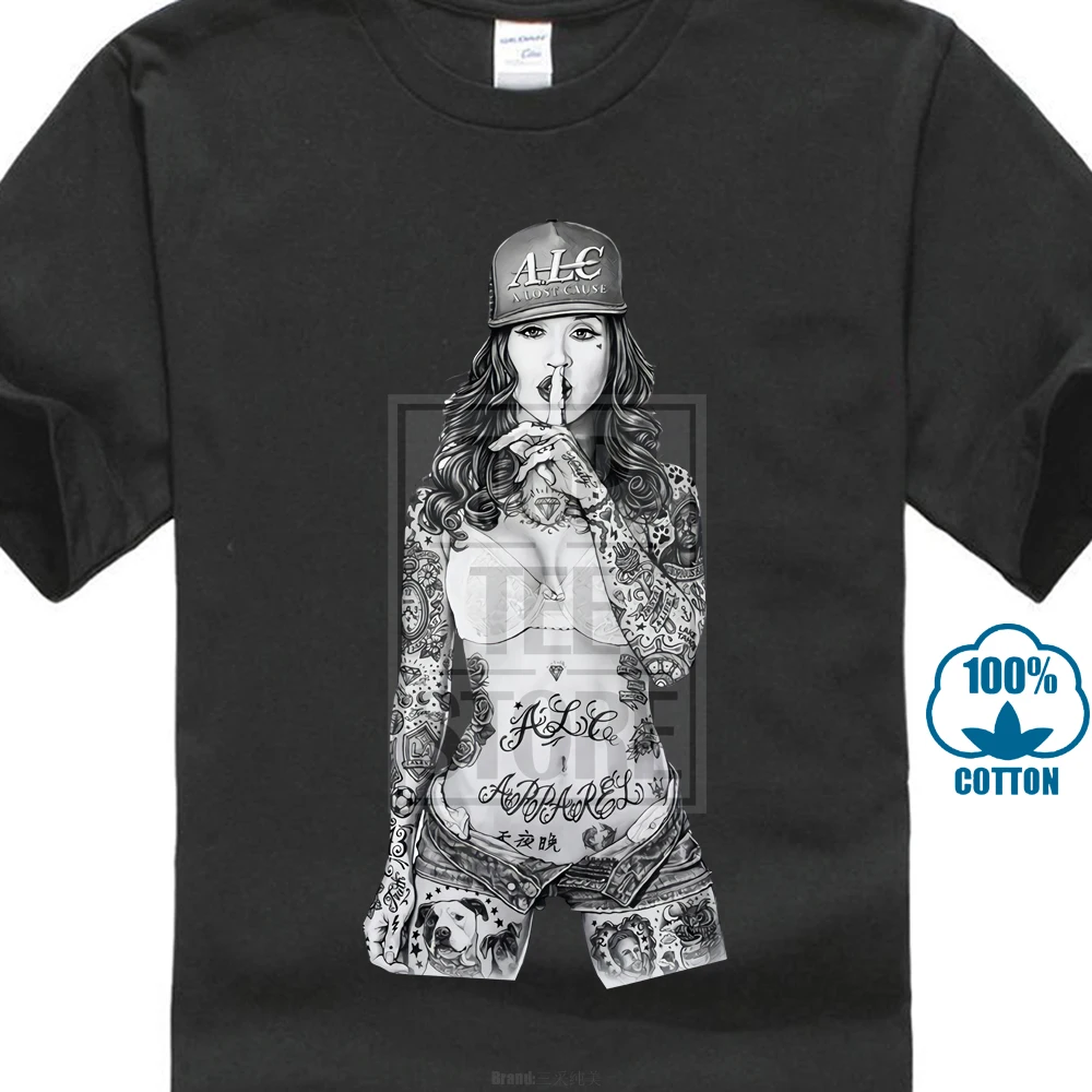 

Alc Apparel Cali Sexy Pin Up Tattoo Art Street Wear T Shirt White New Summer Style Mens T Shirts
