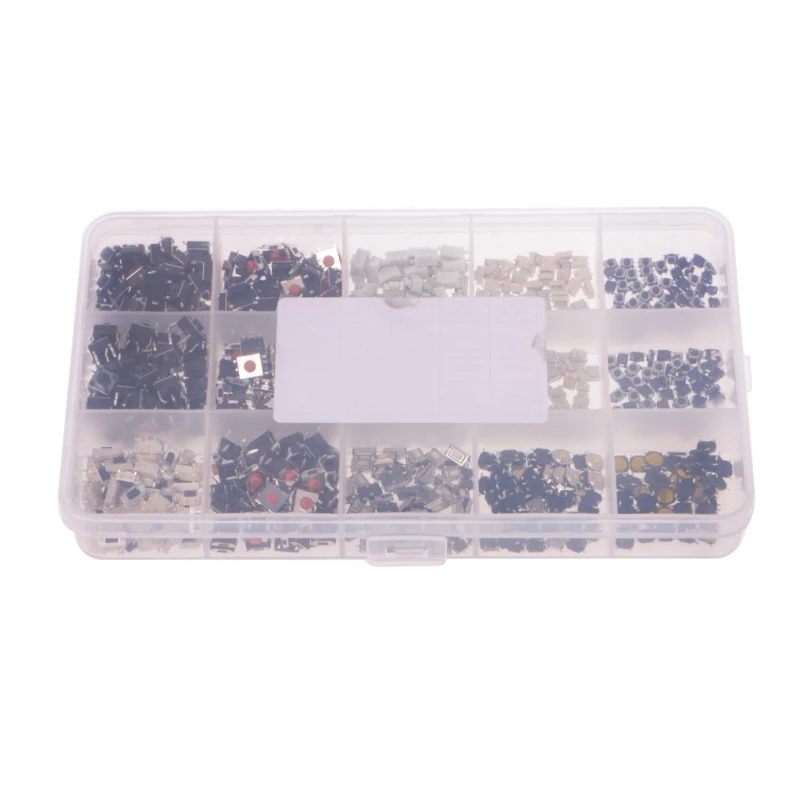 

750 Pcs 15 Value Tactile Push Button Switch Micro Switch Momentary Assortment Kit