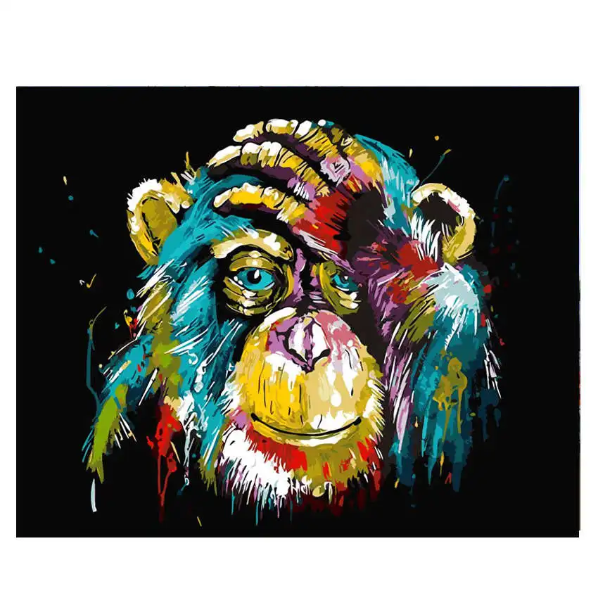 

RIHE Colorful Ape Painting By Numbers Oil Painting On Canvas Hand Painted Cuadros Decoracion 9 Animal Acrylic Paint Home Decor